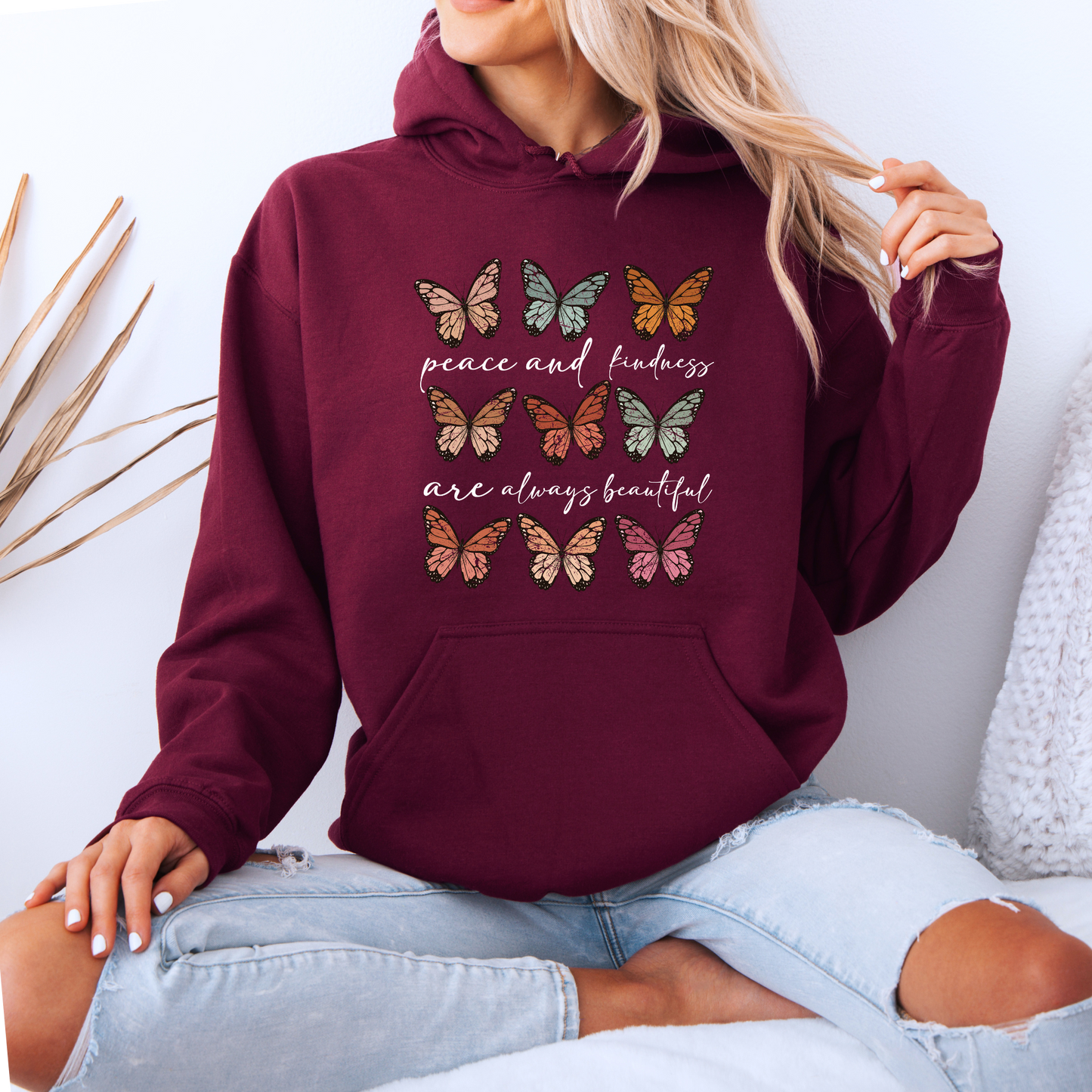 Peace & Kindness Butterfly Graphic Hoodie 🦋✨