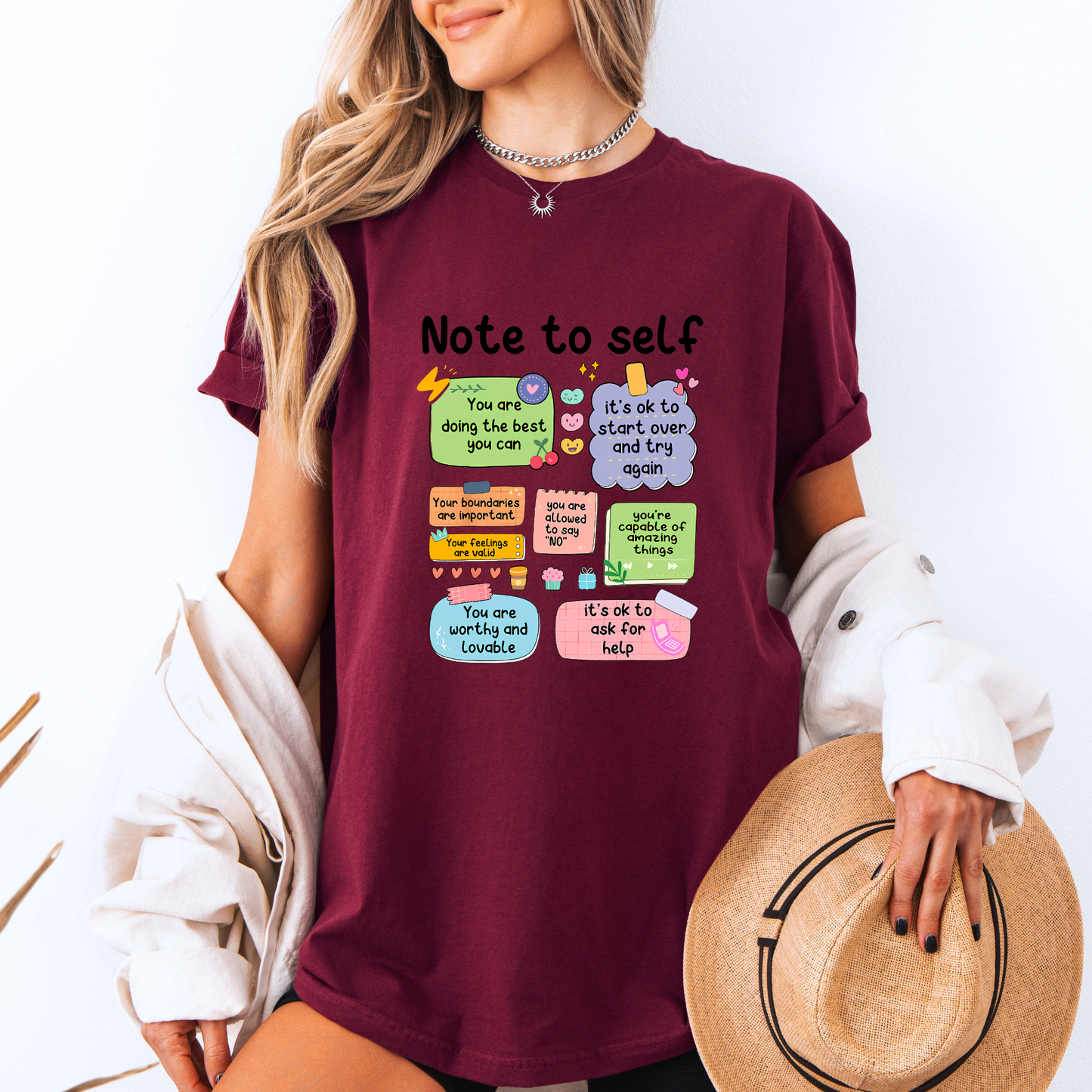 💖 Note to Self Affirmation t-shirt