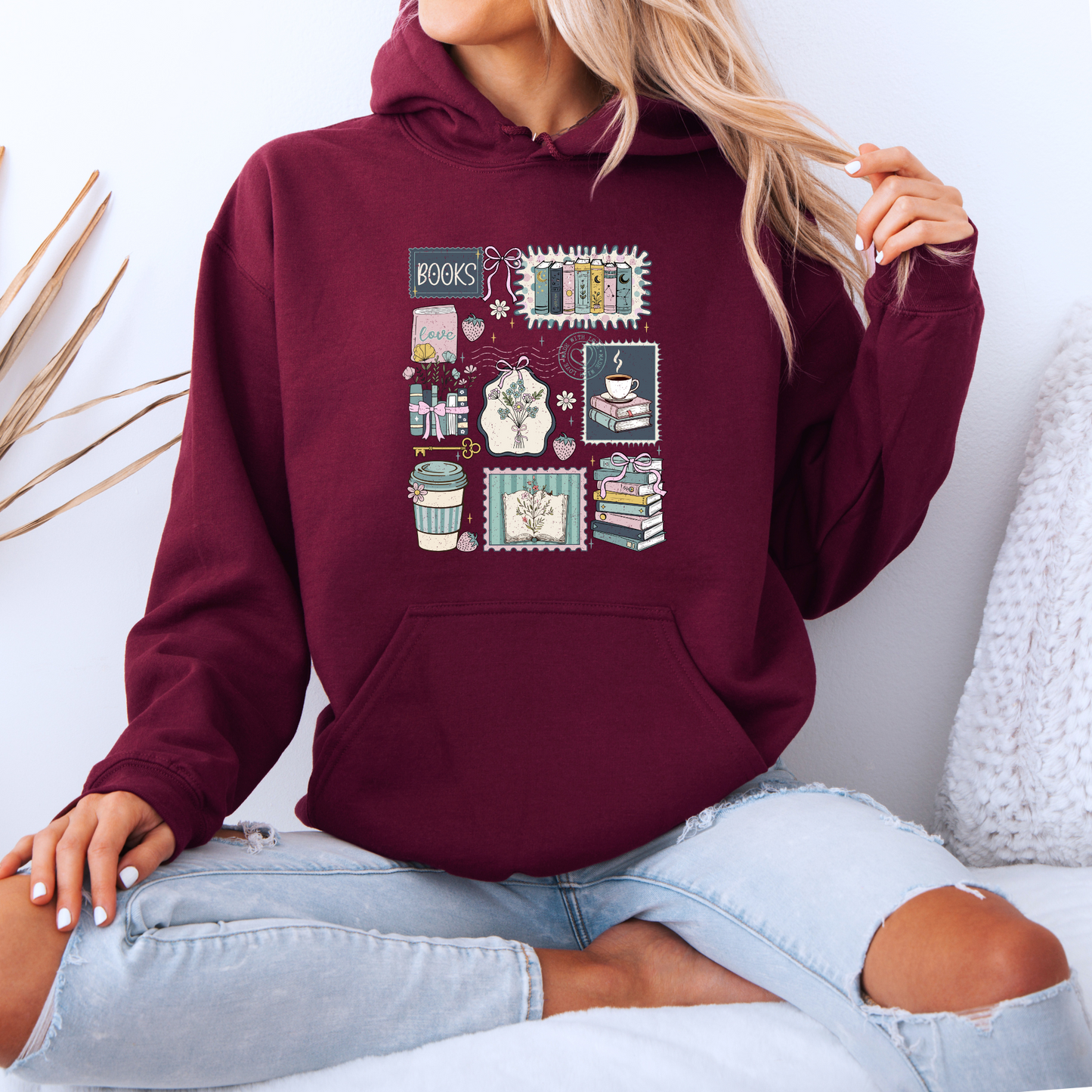 Luxurious Thick Cozy Book Lover Aesthetic Hoodie 📚☕🌿✨