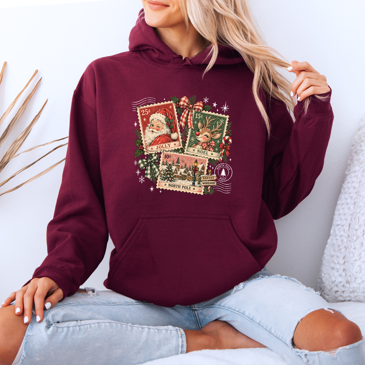 Vintage North Pole Post 🎅🏻🎄  Premium Christmas Hoodie