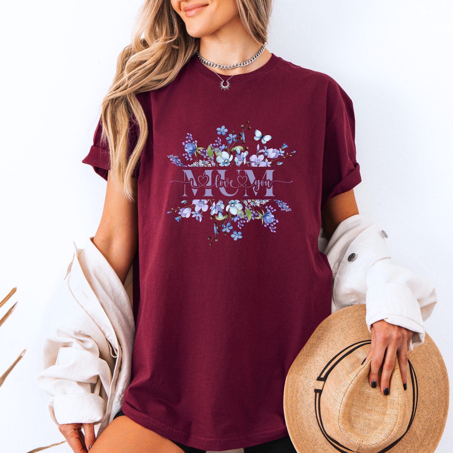 Mom I Love You Floral Heart T-shirt  💐💙