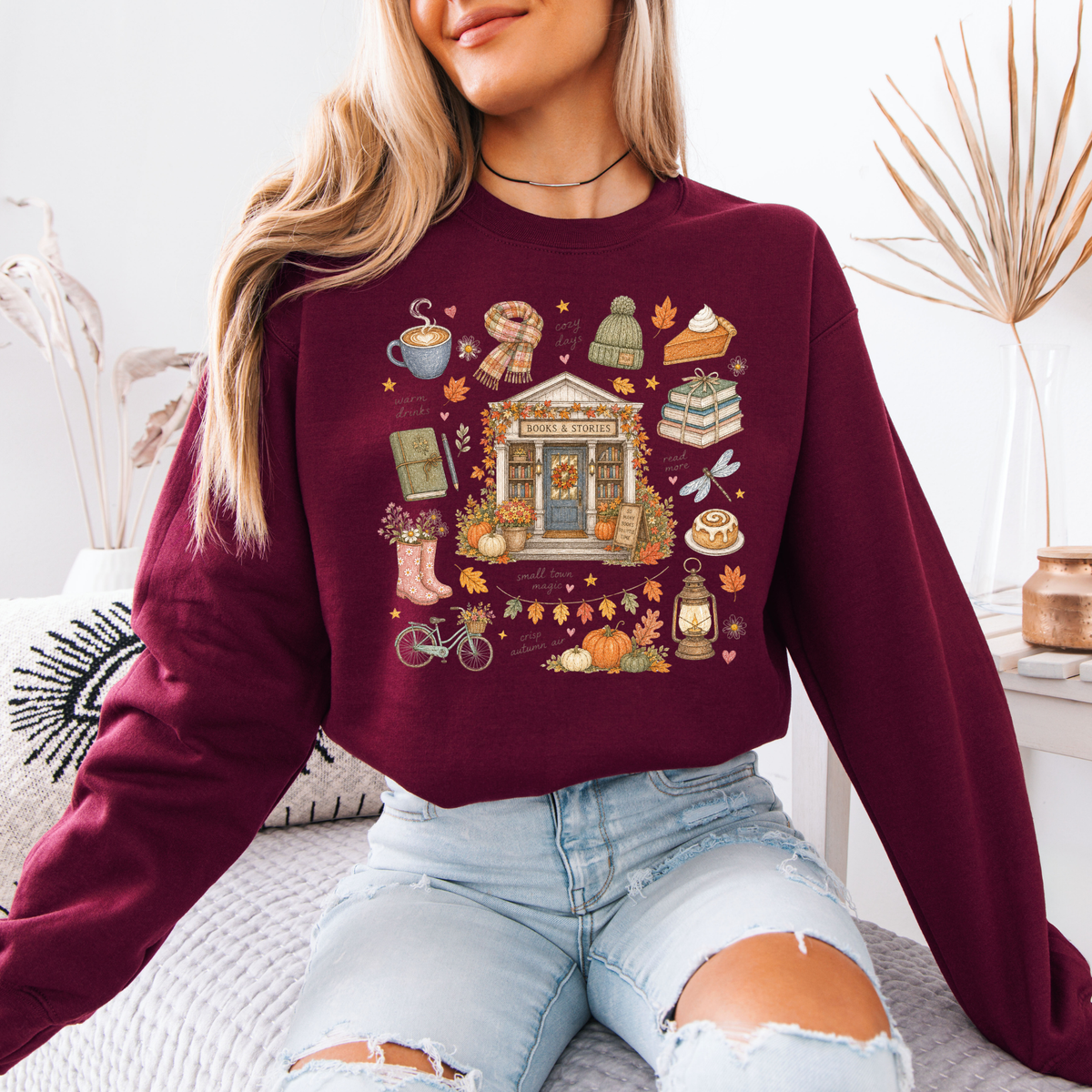🍂📚 Autumn Bookshop Soft Sweatshirt ☕✨