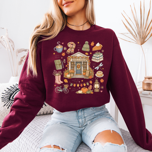 🍂📚 Autumn Bookshop Soft Sweatshirt ☕✨