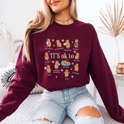 It's Ok To Be Yourself Capybara Sweatshirt 🌸💕