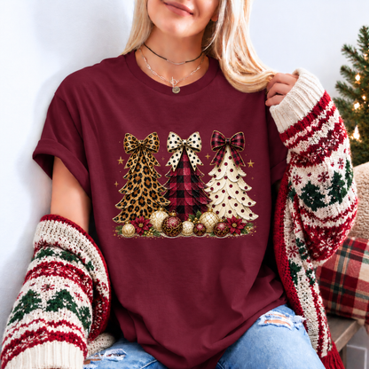 Wild & Bow-tiful Christmas Trees 🎄🎀 Organic Cotton Christmas T-Shirt