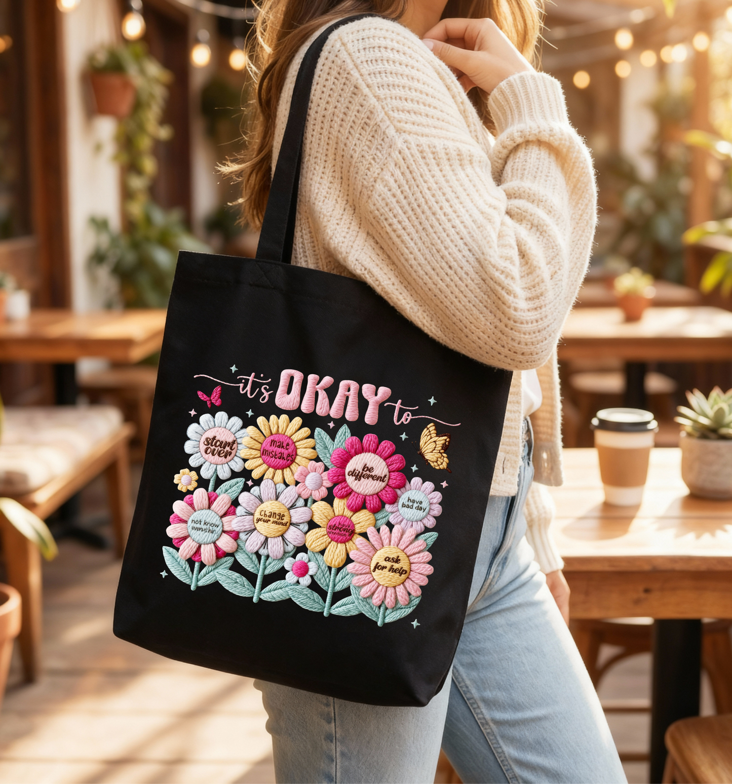 Self Love Floral Tote 🖤🌼