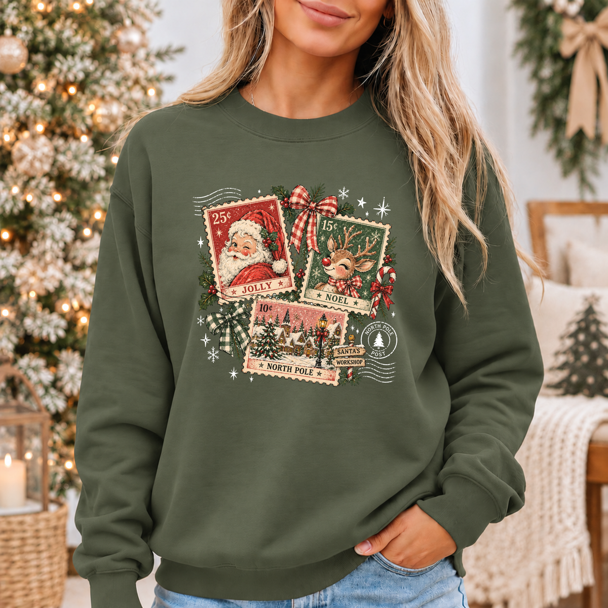 Vintage North Pole Post 🎅🏻🎄  Cosy Christmas Sweatshirt