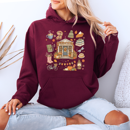 🍂📚 Autumn Bookshop  Premium Hoodie ☕✨