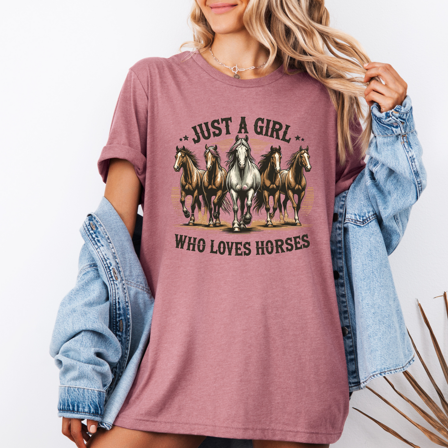 Just a Girl who loves Horses T-shirt 100% Organic Cotton