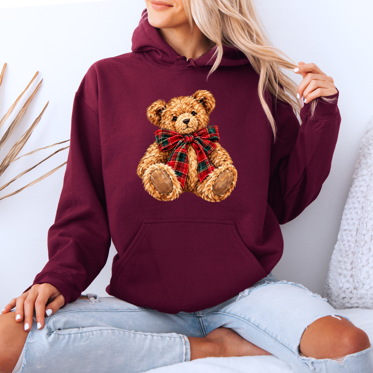 The Cutest Little Christmas Teddy 🧸🎀  Premium Christmas Hoodie