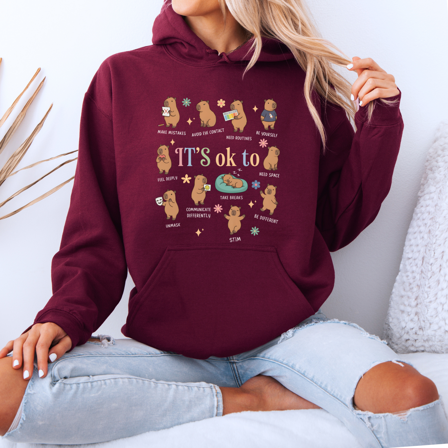 🩷 It's Ok To Be Different Capybara Hoodie 🌸✨