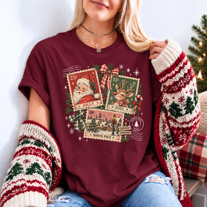 Vintage North Pole Post 🎅🏻🎄 Organic Cotton Christmas T-Shirt