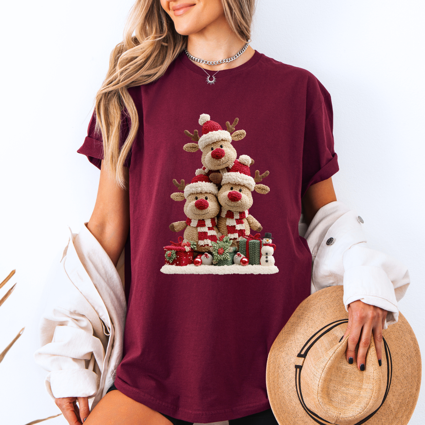 🦌✨ Cozy Reindeer Stack ✨🦌  100% Organic Cotton T-Shirt