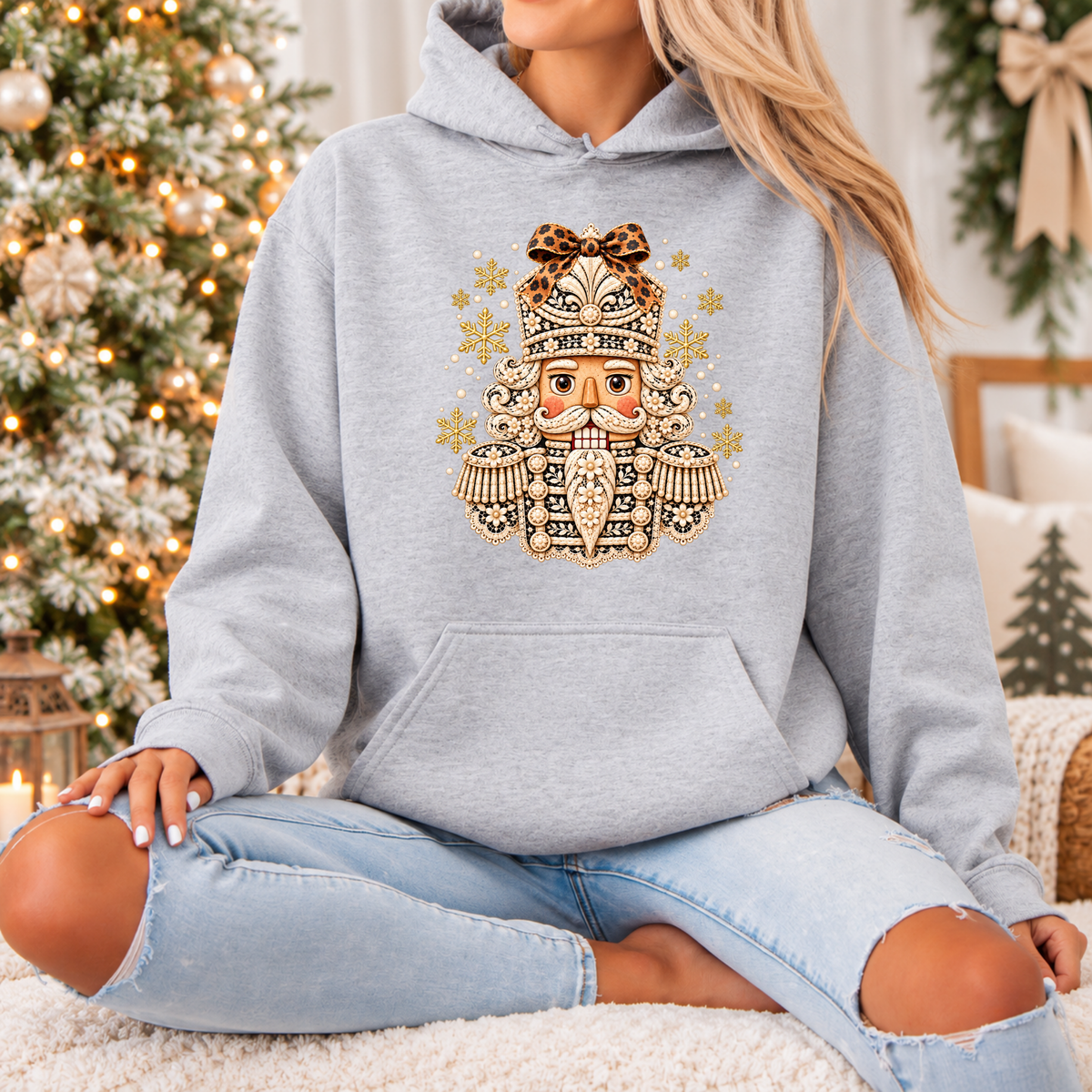 ✨ Golden Bloom Nutcracker❄️ Premium Christmas Hoodie