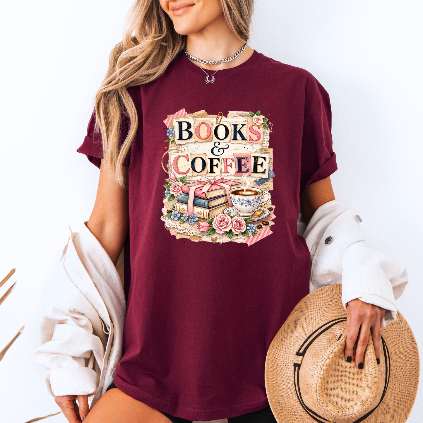 Books & Coffee Lover Graphic T-Shirt 🌸📖