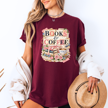 Books & Coffee Lover Graphic T-Shirt 🌸📖