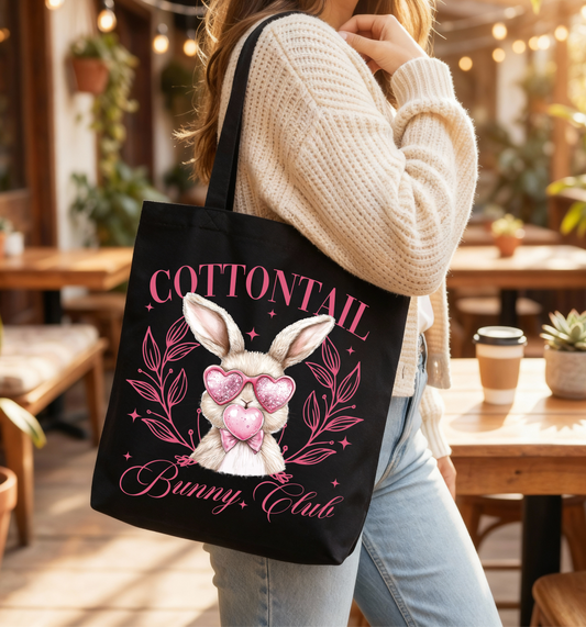 Cottontail Bunny Club Black Tote 🐰🖤💗✨