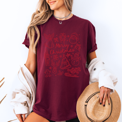 🎄✨ Christmas Doodles 🖊️ 100% Organic Cotton T-Shirt