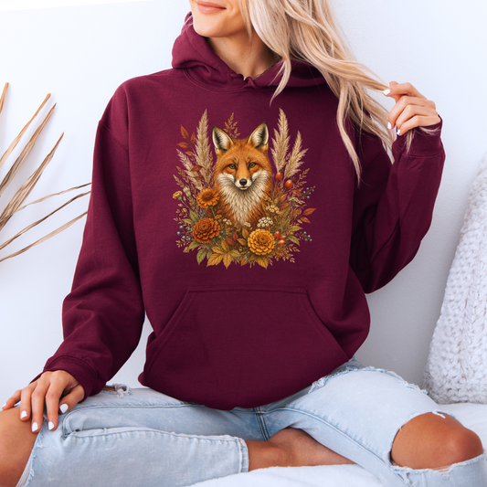 Autumn Fox and Wildflowers Hoodie 🦊🍂