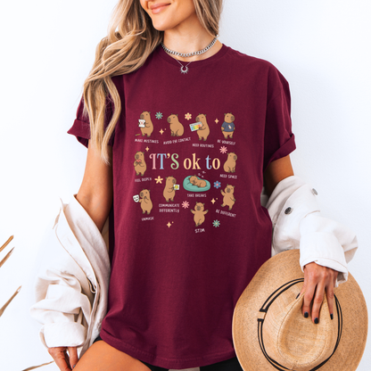 🌸 Cute Capybara Positive Vibes T-Shirt🐻 ✨
