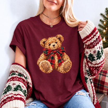 The Cutest Little Christmas Teddy 🧸🎄🎀 Organic Cotton Christmas T-Shirt