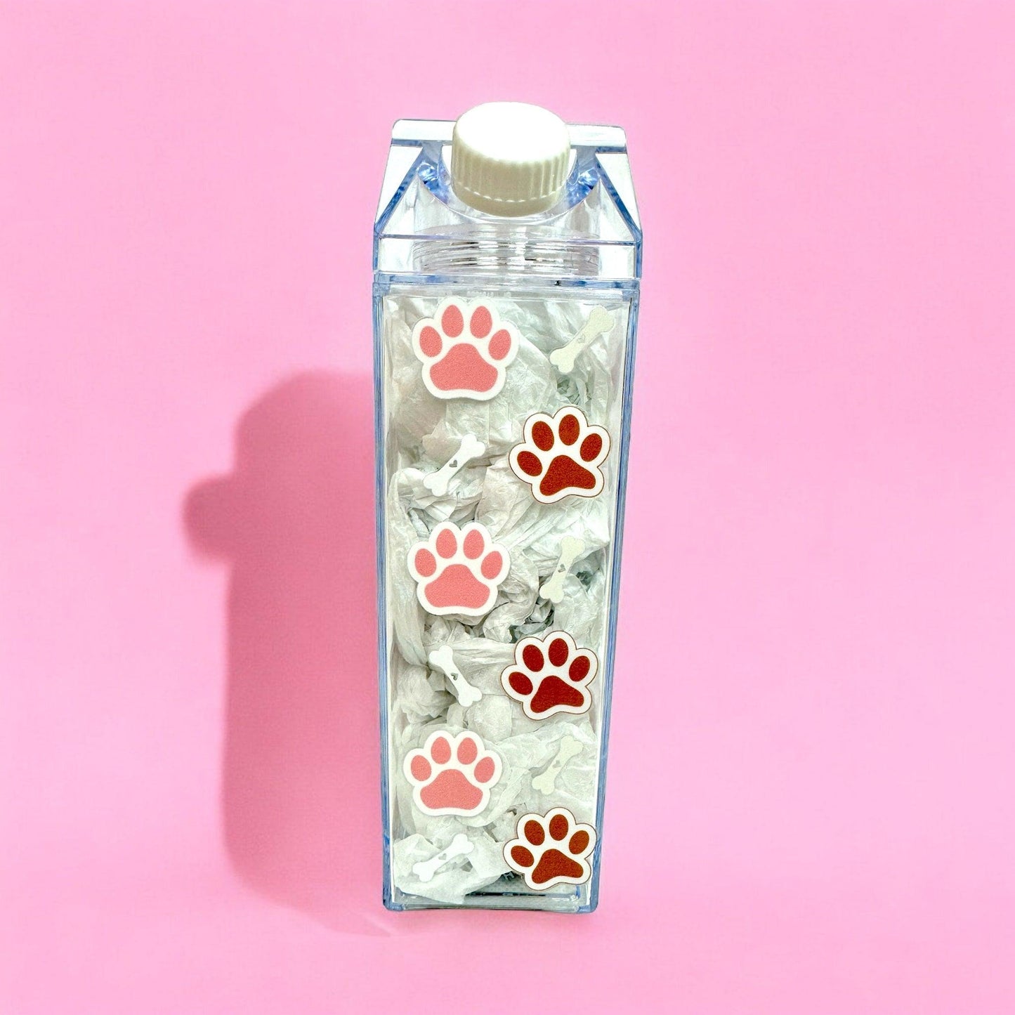 Pet Paws Milk Carton Water Bottle 17oz