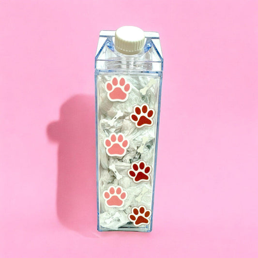 Pet Paws Milk Carton Water Bottle 17oz