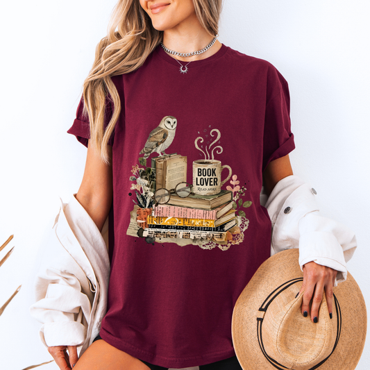 📚🦉Book Lover Vintage Owl t-shirt ☕
