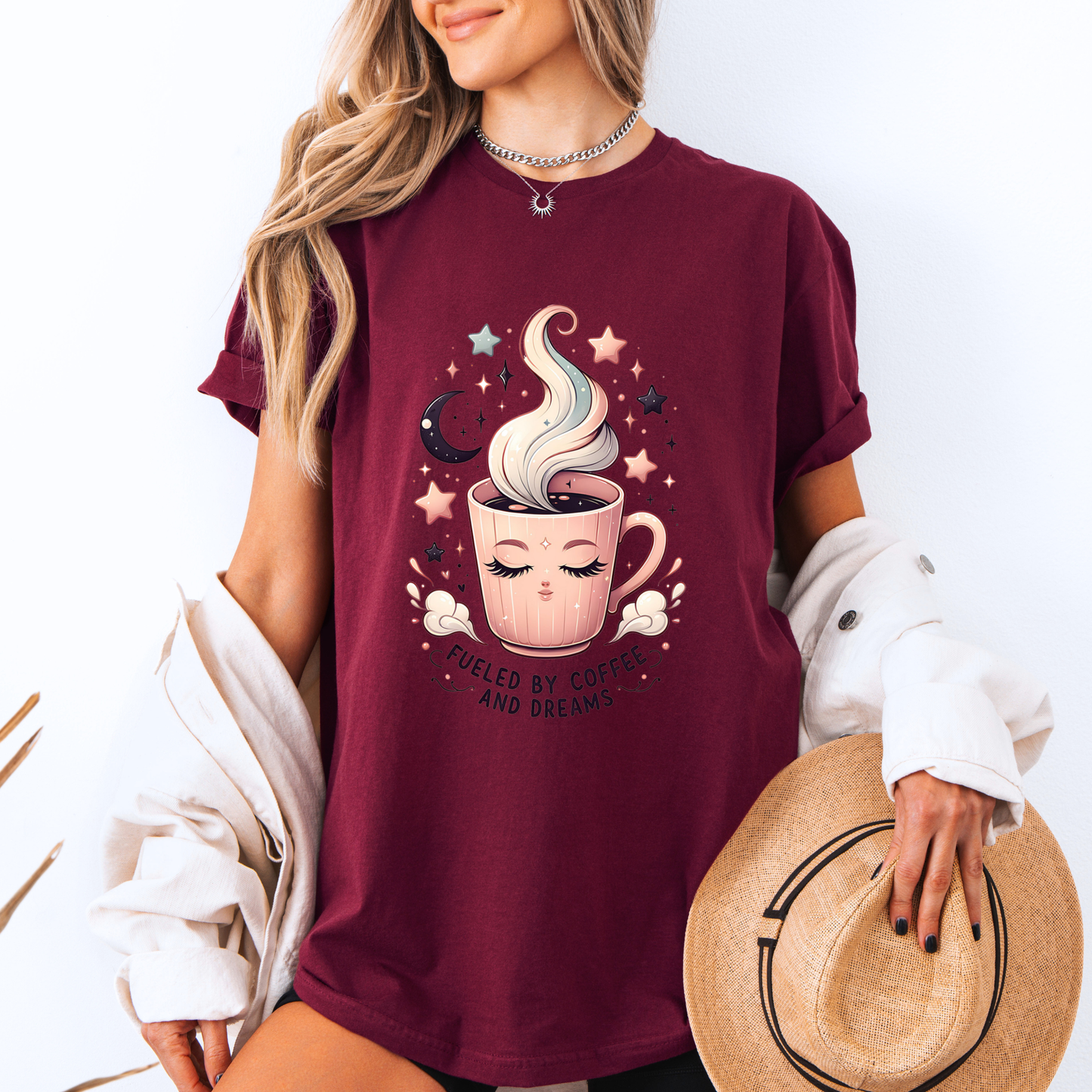 🌙Fueled by Coffee and Dreams  100% Organic Cotton T-Shirt☕️✨