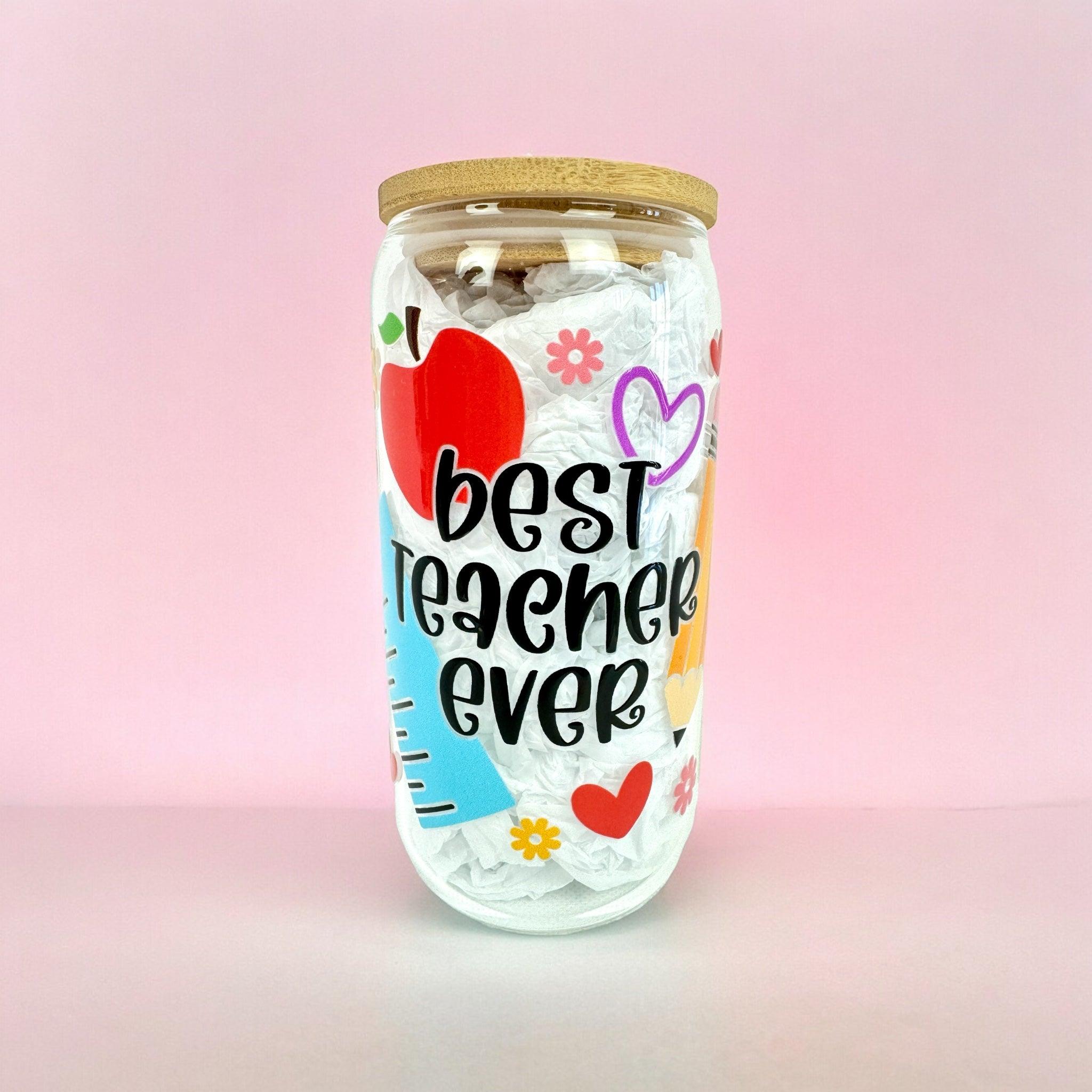 Best Teacher Ever 16oz (455ml) Iced Coffee Glass Cup