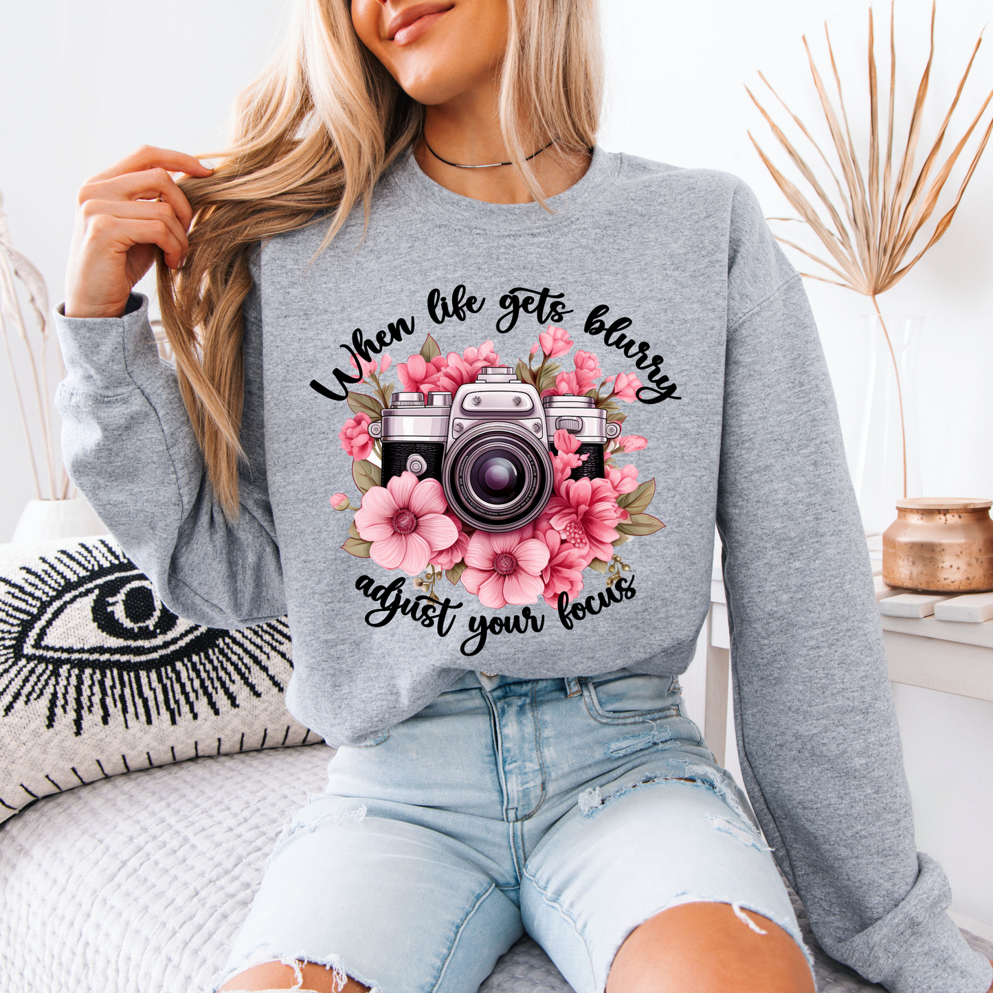 📸 “Adjust Your Focus” Floral Camera Sweatshirt 🌸✨