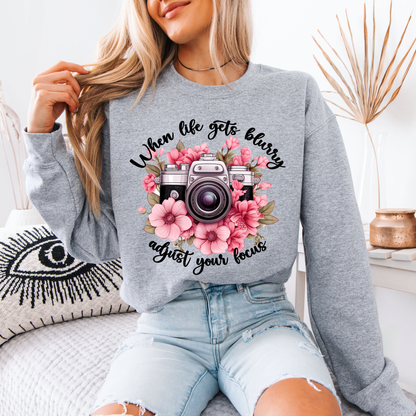 📸 “Adjust Your Focus” Floral Camera Sweatshirt 🌸✨