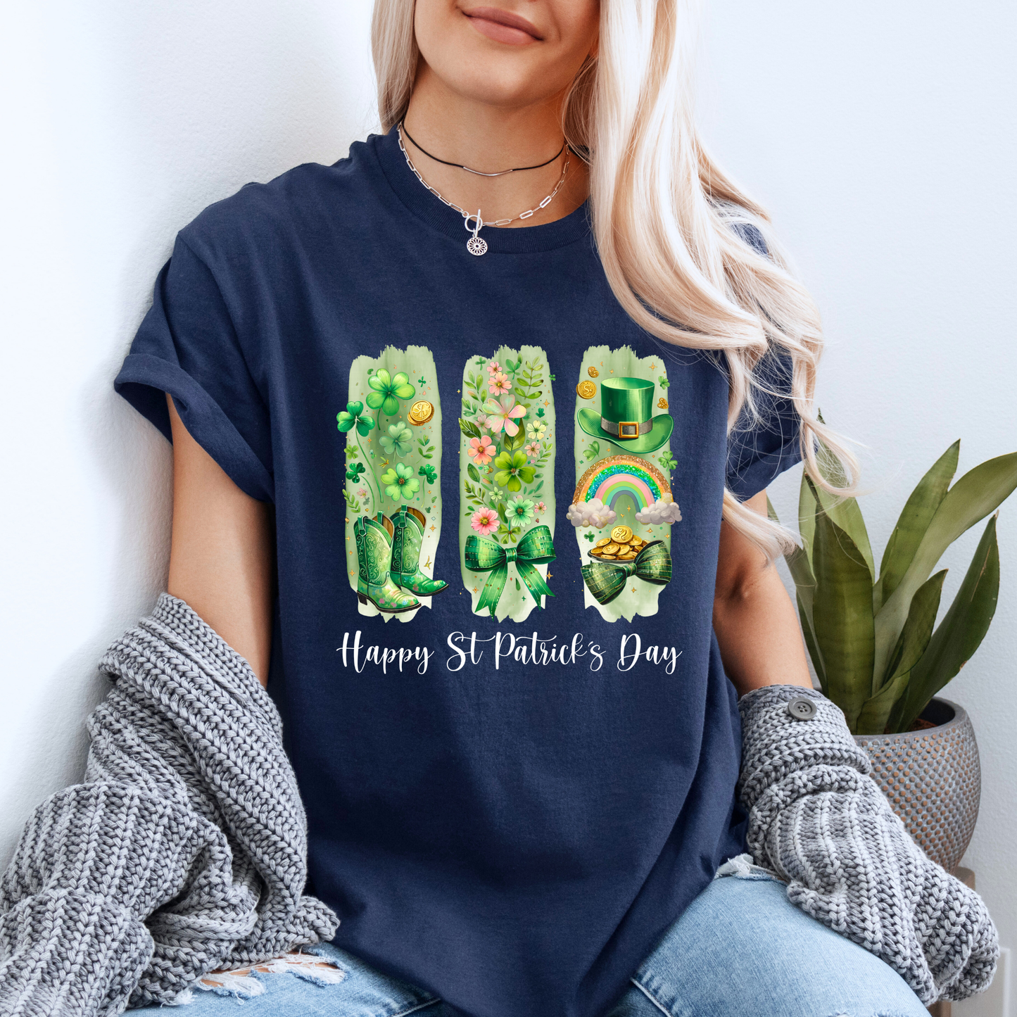 Lucky & Blooming – St. Patrick’s Day Graphic T-shirt 🍀🌈✨