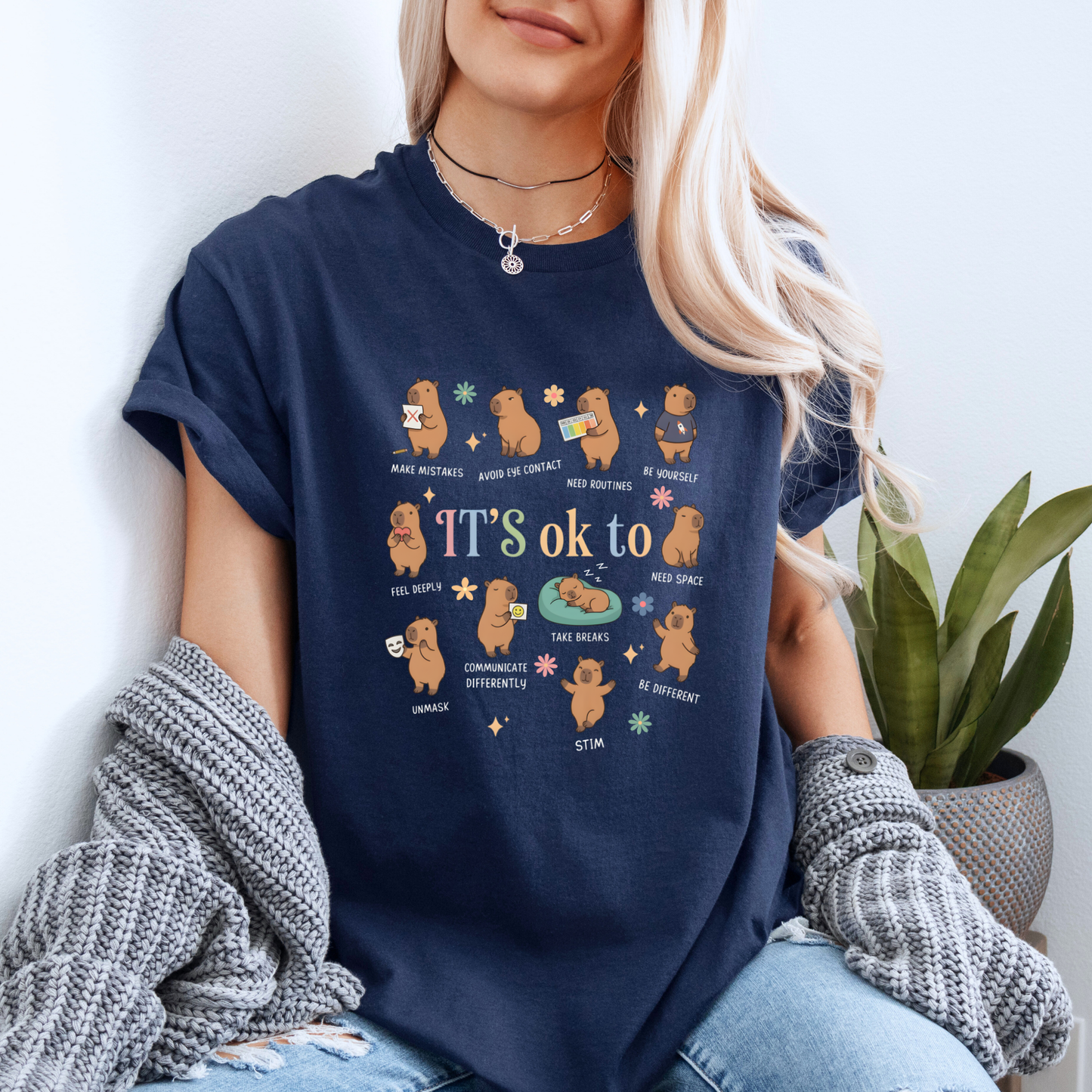 🌸 Cute Capybara Positive Vibes T-Shirt🐻 ✨