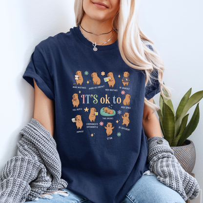 🌸 Cute Capybara Positive Vibes T-Shirt🐻 ✨