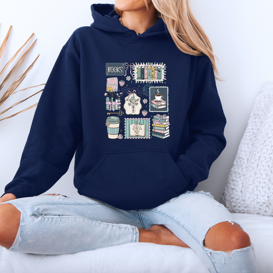 Luxurious Thick Cozy Book Lover Aesthetic Hoodie 📚☕🌿✨