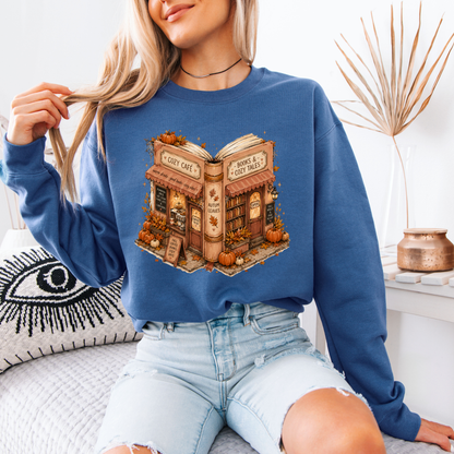 📚🍂 Cozy Café & Books Autumn Sweatshirt ☕🎃