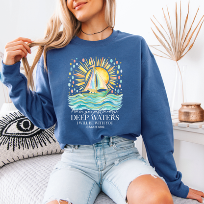 🙏 Deep Waters Faith Sweatshirt 🌊💙