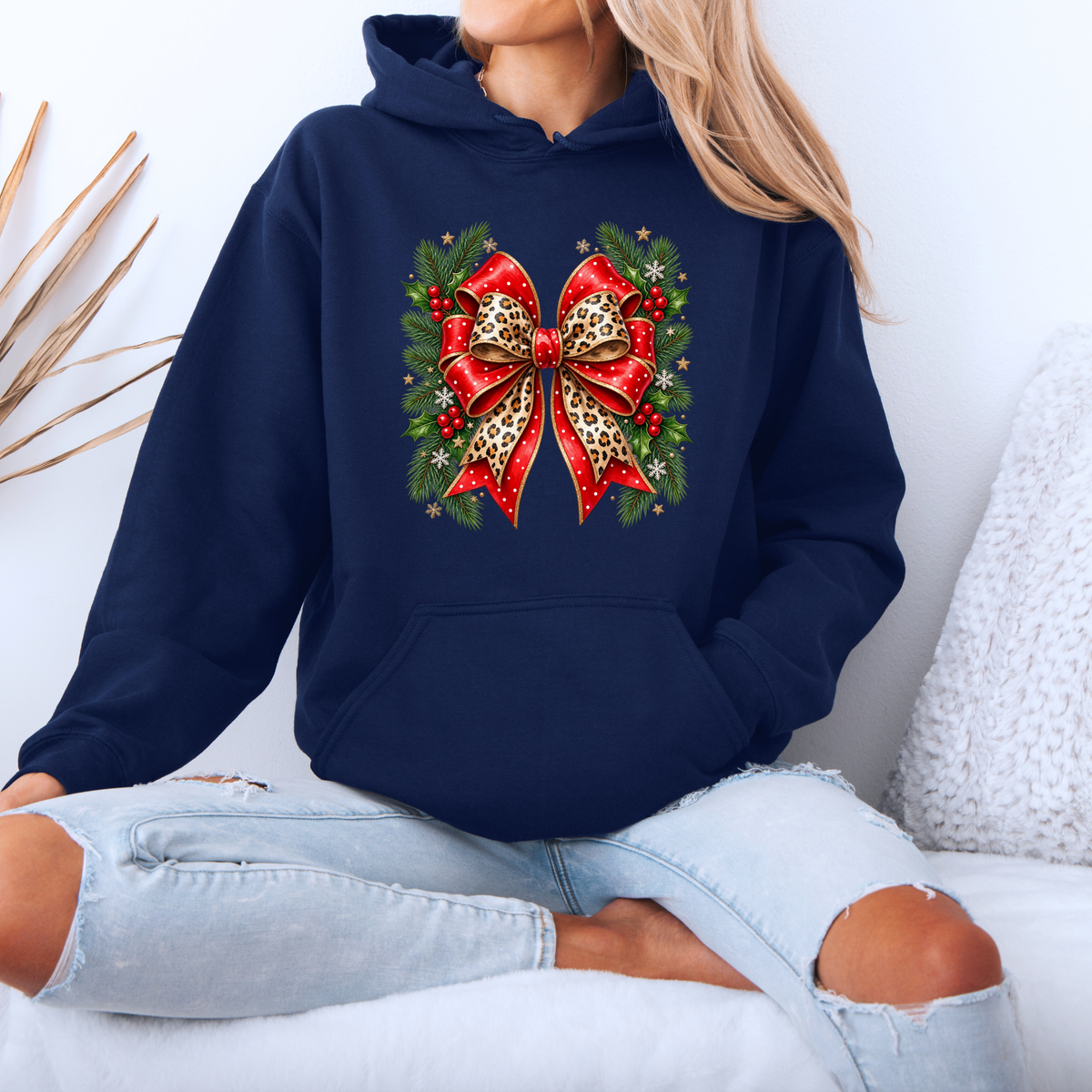 Wildly Merry Christmas Bow 🎀🎄  Premium Christmas Hoodie