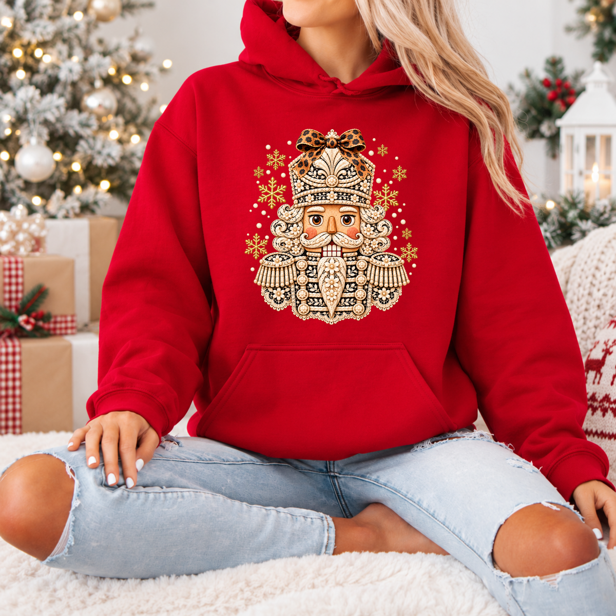 ✨ Golden Bloom Nutcracker❄️ Premium Christmas Hoodie
