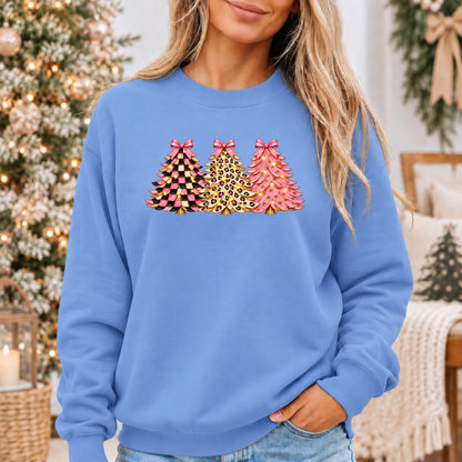 Pink, Wild & Bow-tiful Christmas Trees 🎀🎄✨ Cosy Christmas Sweatshirt
