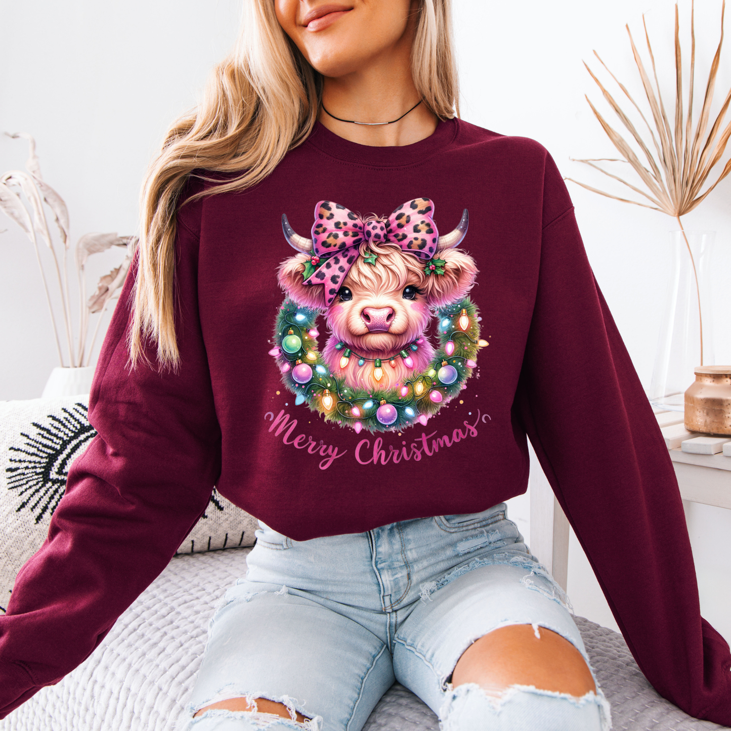 🎀🐮 Coquette Highland Cow 🐮🎀 Organic Cotton Sweatshirt