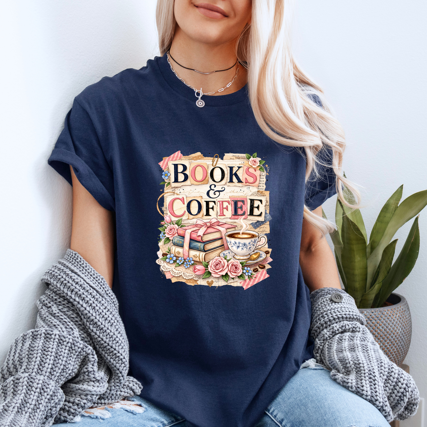 Books & Coffee Lover Graphic T-Shirt 🌸📖