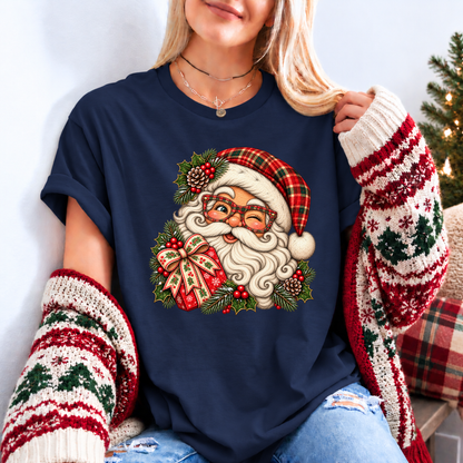 Santa's Merry Little Wink 🎅🎄✨ Organic Cotton Christmas T-Shirt