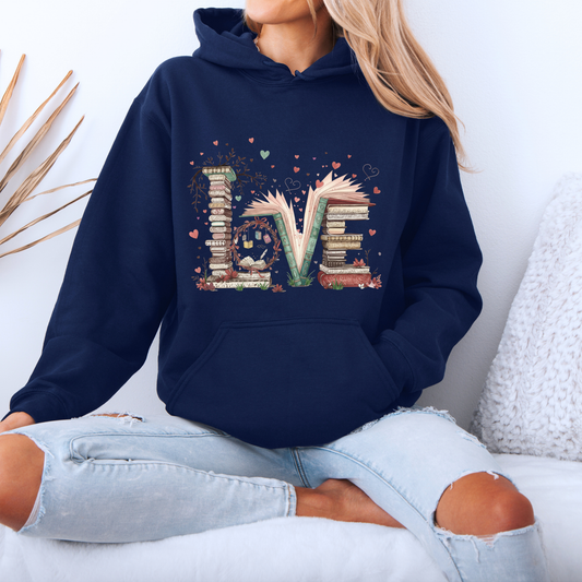 Book Lover “LOVE” Graphic Hoodie 📚❤️