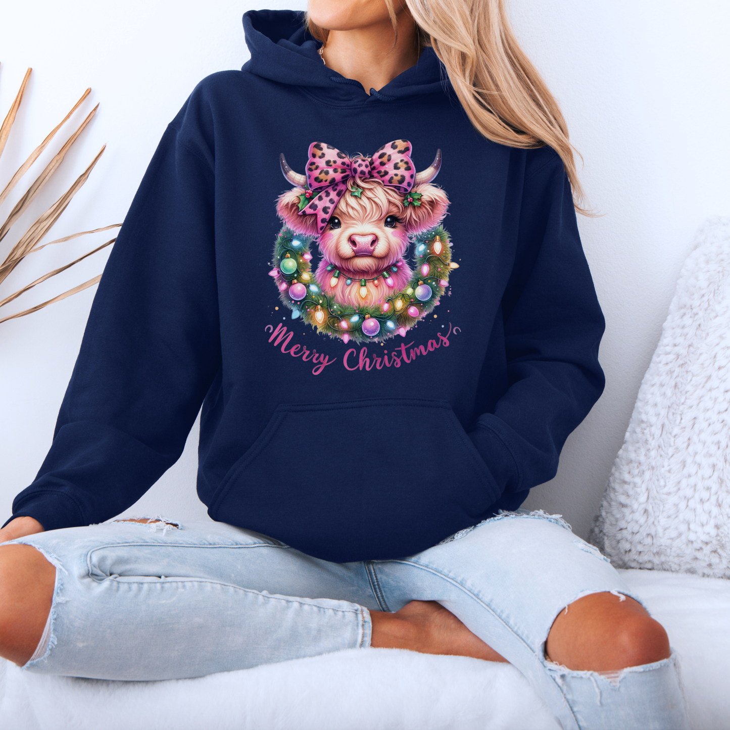 🎀🐮 Coquette Highland Cow 🐮🎀 Luxuriously Thick Hoodie