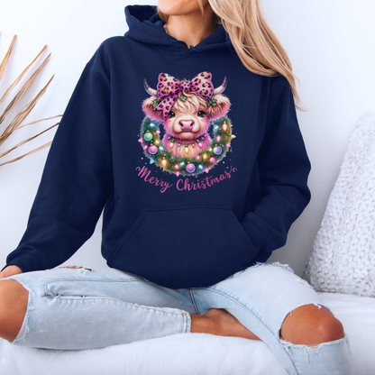 🎀🐮 Coquette Highland Cow 🐮🎀 Luxuriously Thick Hoodie