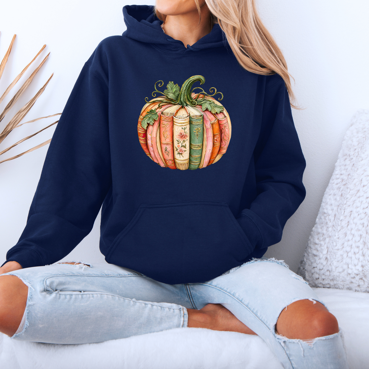 📚 Bookish Pumpkin Autumn Hoodie 🎃🌸