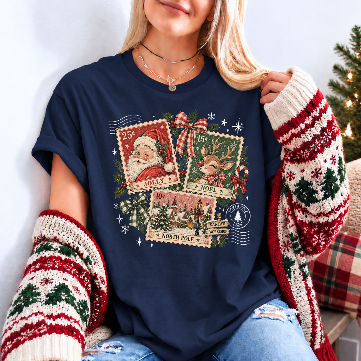 Vintage North Pole Post 🎅🏻🎄 Organic Cotton Christmas T-Shirt