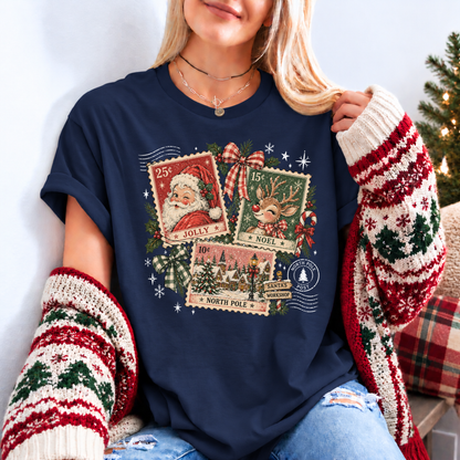 Vintage North Pole Post 🎅🏻🎄 Organic Cotton Christmas T-Shirt